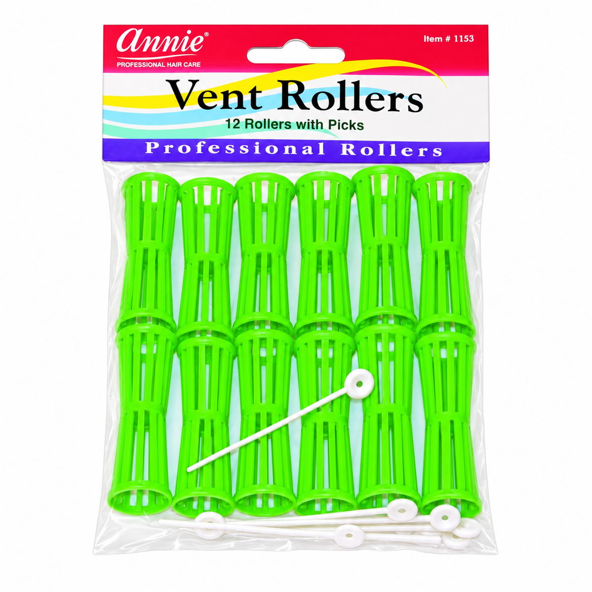 Annie Vent Rollers XL Verdes com Pinos 12 Unidades