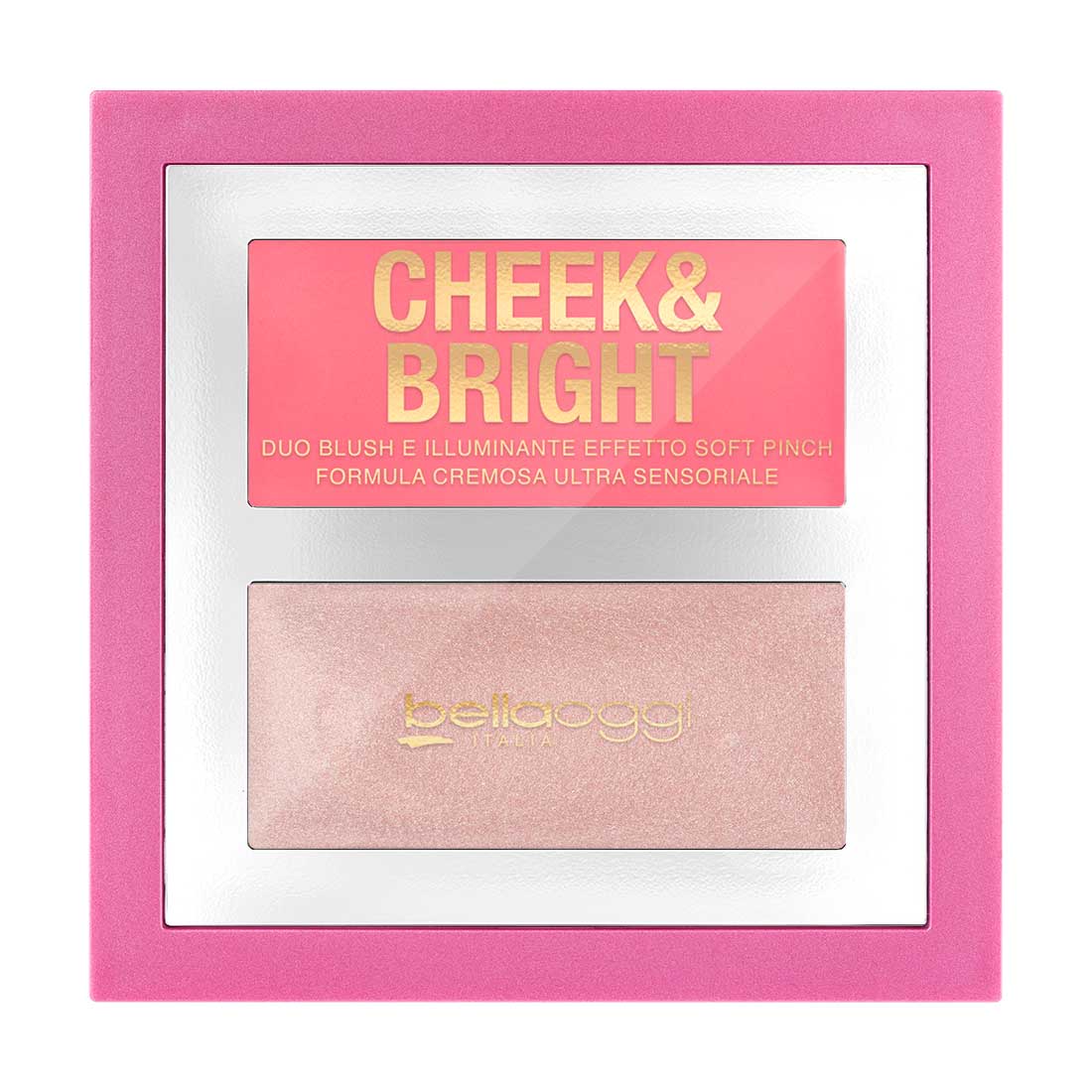 Bellaoggi Cheek & Bright Blush e Iluminador em Creme Pink Shy 5 g