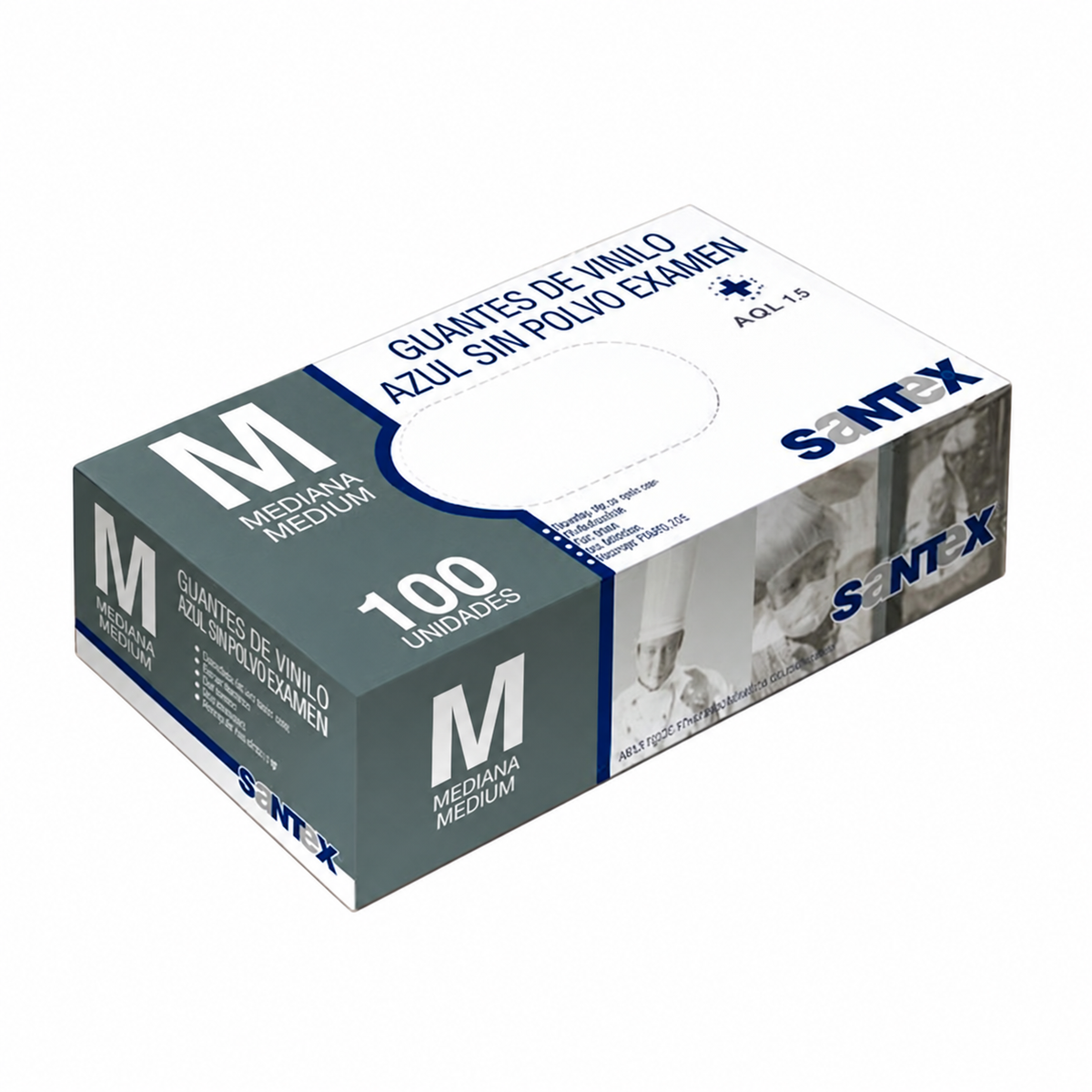 Santex Flash Clear Luvas de Vinil Azul sem Pó M 100 un