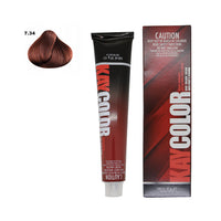 Kaypro Kaycolor 7/34 — amostra de cor em madeixa do catálogo oficial. Resultado indicativo.