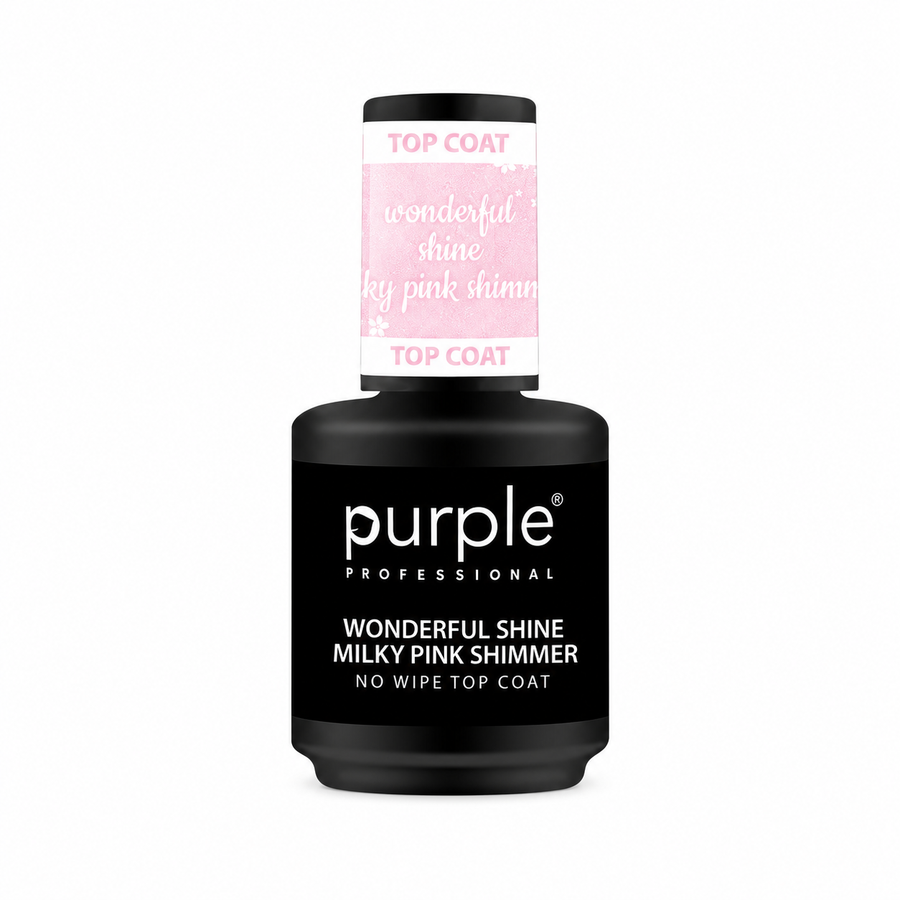 Top Coat Purple Wonderful Shine Milky Pink Shimmer 15 ml