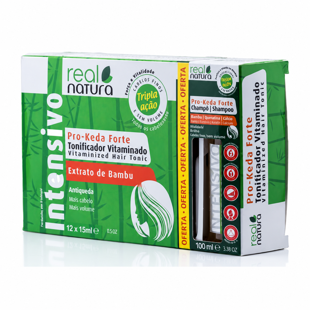 Real Natura Pro-Keda Forte Kit 12 × 15 ml + Champô 100 ml