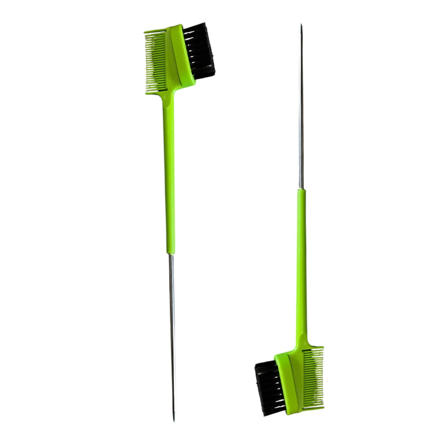 Reino Afro Escova Baby Hair com Pente e Ponta Metálica — Verde