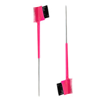 Reino Afro Escova Baby Hair com Pente e Ponta Metálica — Rosa