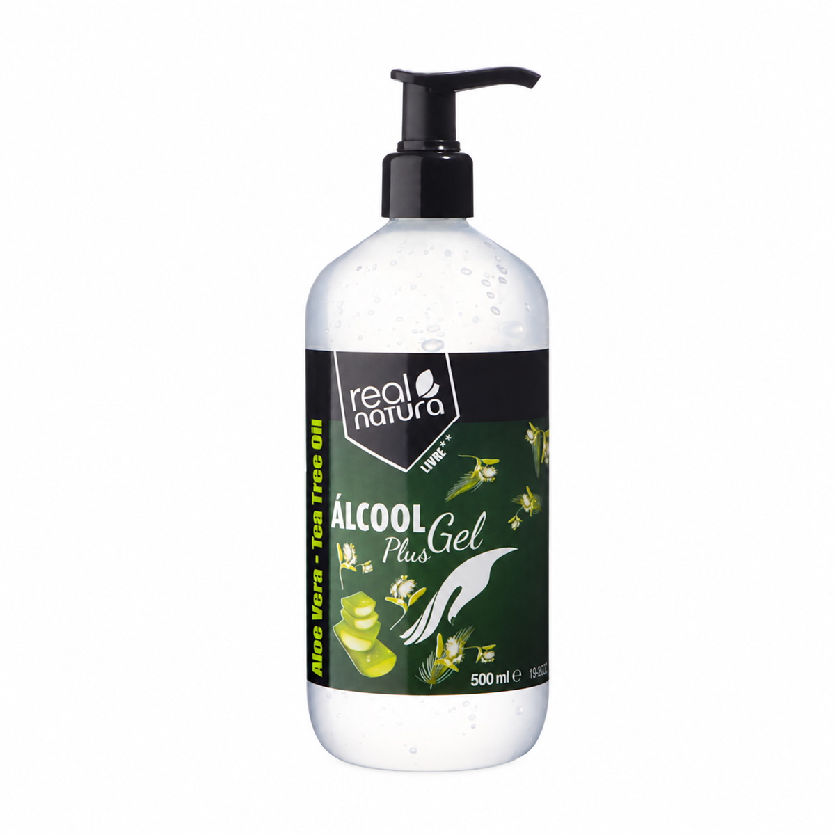 Real Natura Álcool Gel Plus Aloé Vera e Tea Tree 500 ml