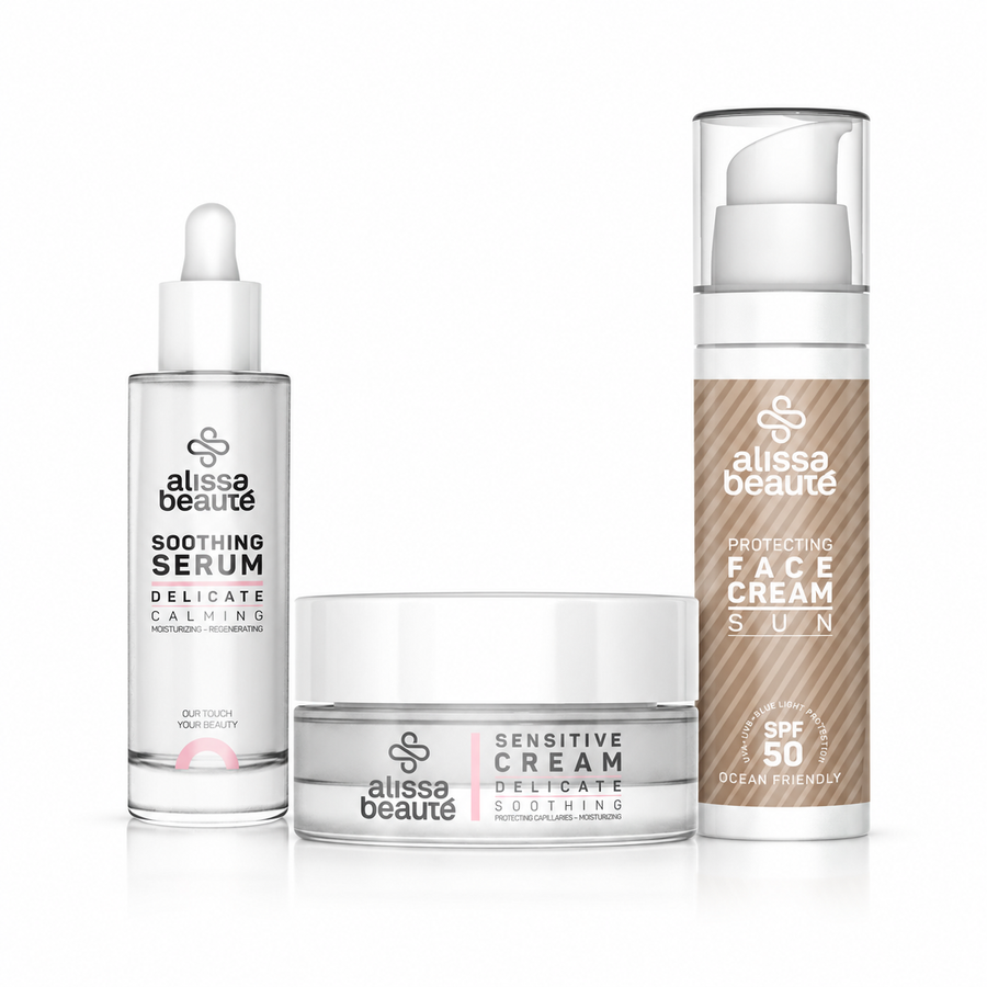 Alissa Beauté Rotina Delicate — Conforto, Vermelhidão e SPF50