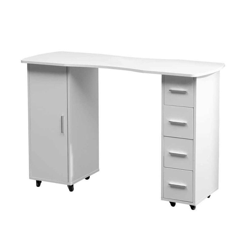 Mesa de manicure branca 120 cm — vista completa em fundo branco