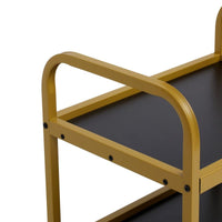 Carrinho Salon Care dourado e preto — detalhe da pega e prateleira