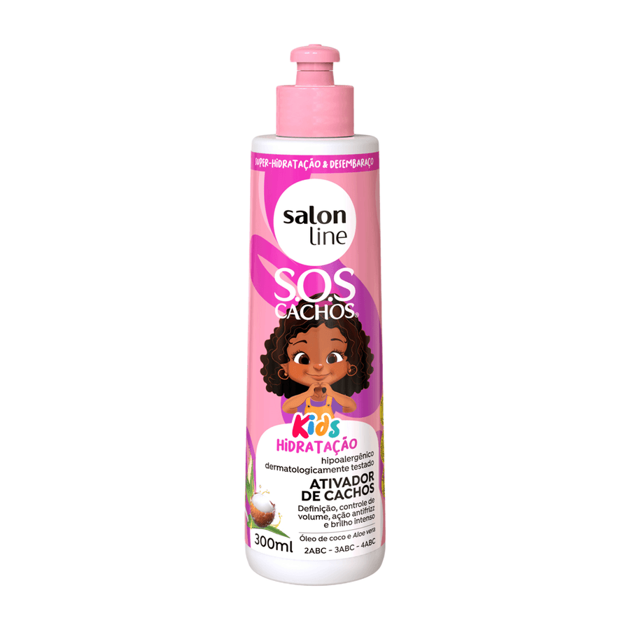 Salon Line SOS Cachos Kids Ativador300ml — frente do frasco.