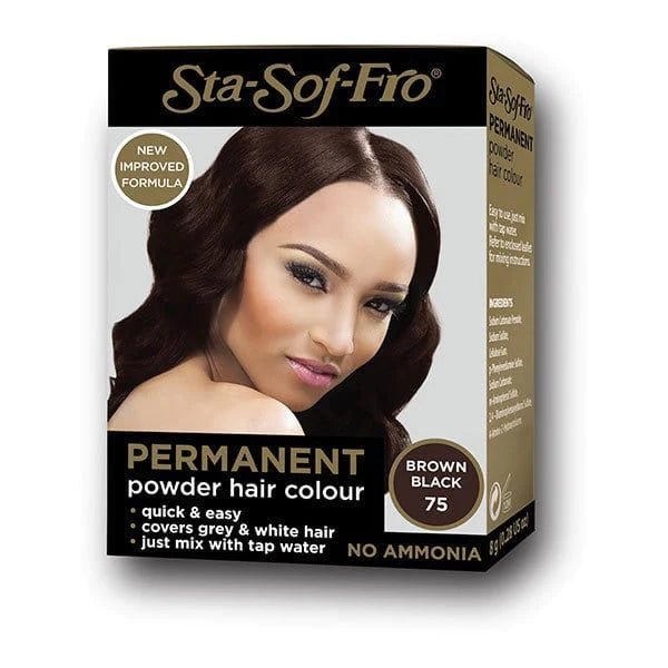 Sta-Sof-Fro Permanent Powder Hair Colour Brown Black 75 8 g
