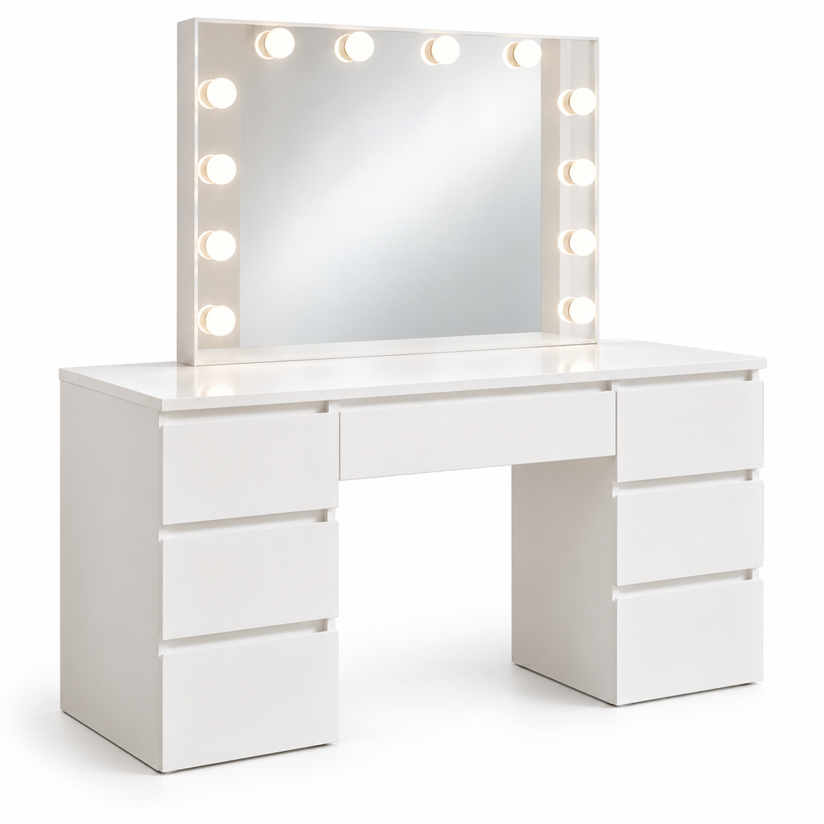 Toucador Hollywood branco 130 cm — vista completa em fundo branco
