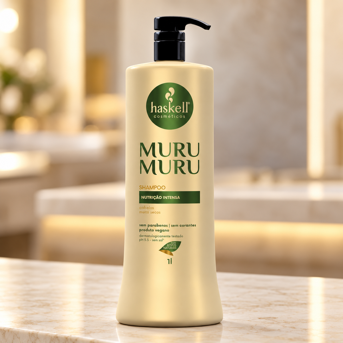 Haskell Murumuru Shampoo 1L — ambientação ilustrativa