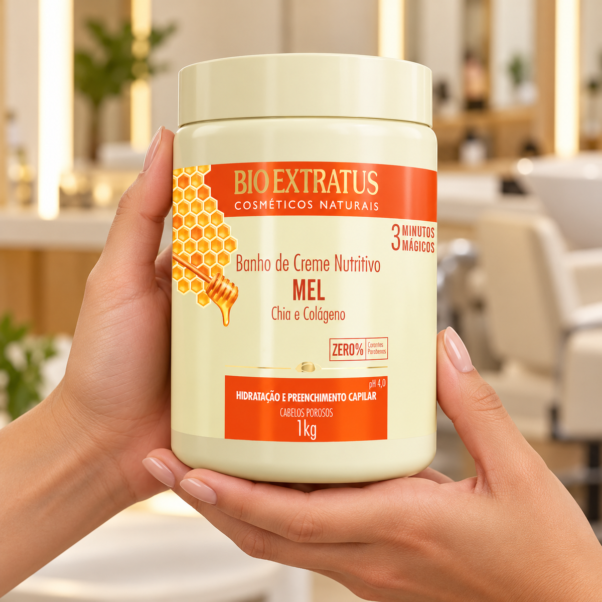 Bioextratus Mel Máscara Nutritiva 1kg — ambientação ilustrativa