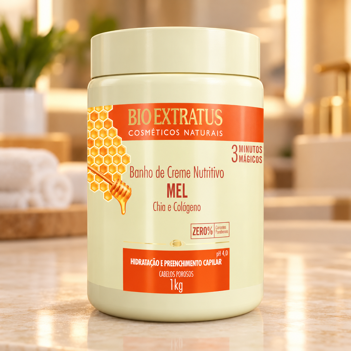 Bioextratus Mel Máscara Nutritiva 1kg — ambientação ilustrativa