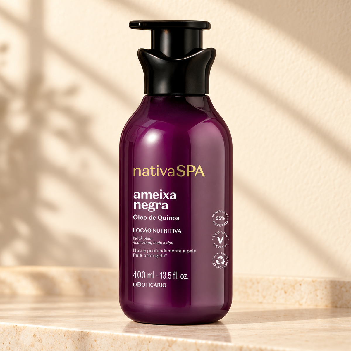 O Boticário Nativa Spa Loção Hidratante Ameixa Negra 400ml — ambientação ilustrativa