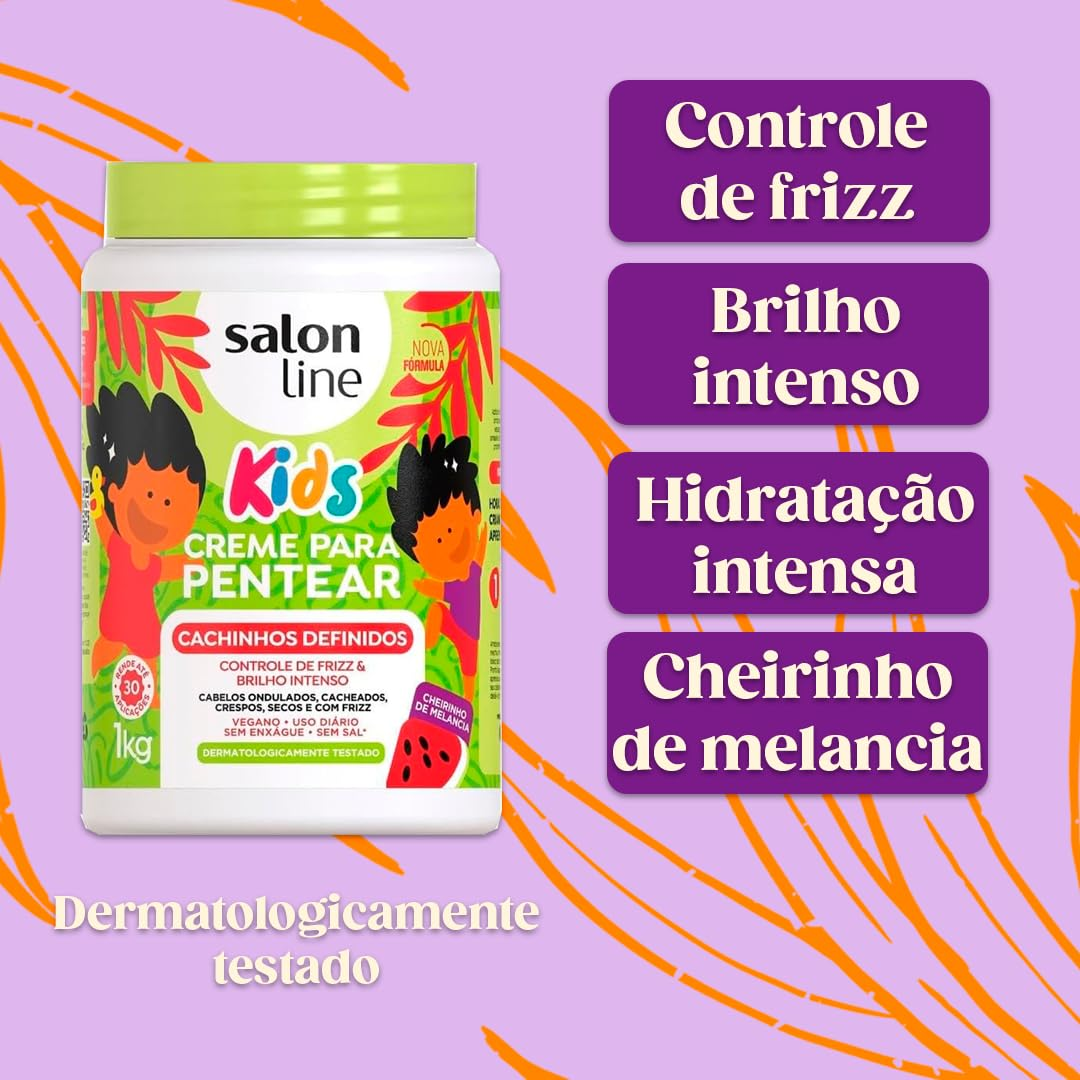 Salon Line Kids Cachinhos Definidos Stylingcreme 1 kg – Darstellung von Verpackung und Eigenschaften
