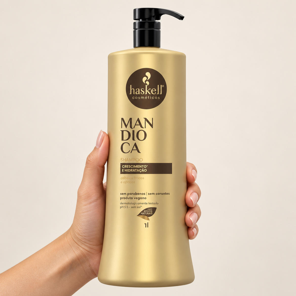 Haskell Mandioca Shampoo 1000ml — ambientação ilustrativa