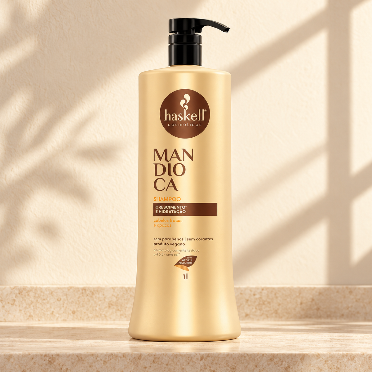 Haskell Mandioca Shampoo 1 L — ambientação ilustrativa