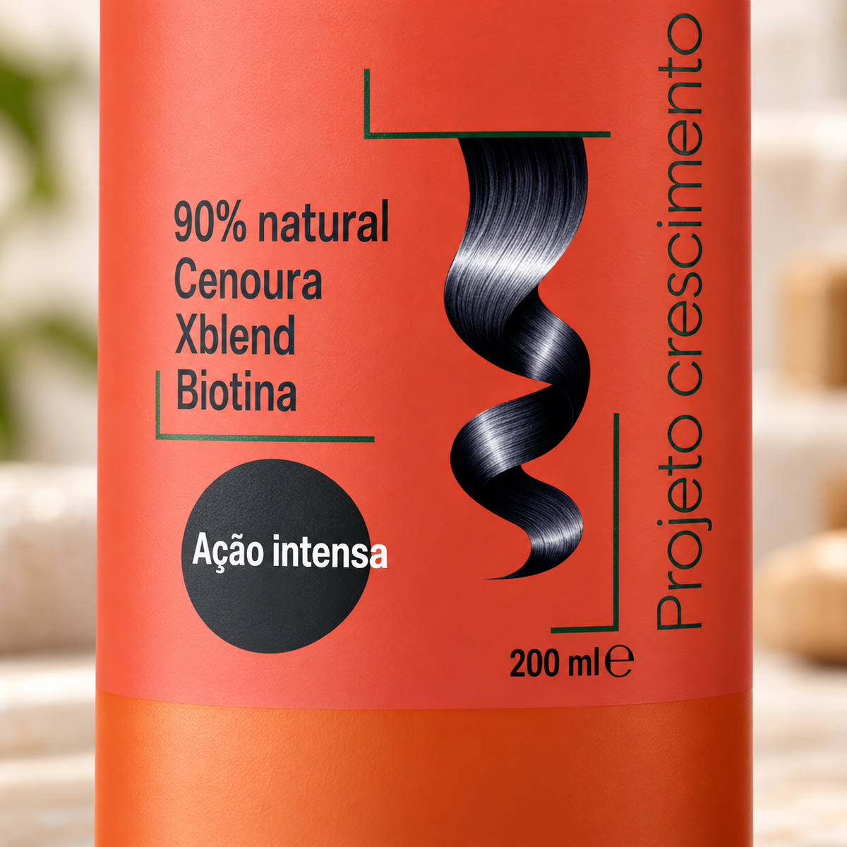 Real Natura Tónico Poderoso Cabelão 200 ml — detalhe do rótulo e formato