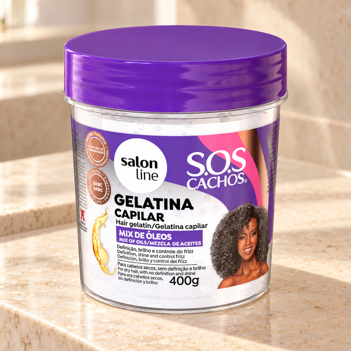 Salon Line SOS Cachos Gelatina Mix Óleos 400g — apresentação em ambiente