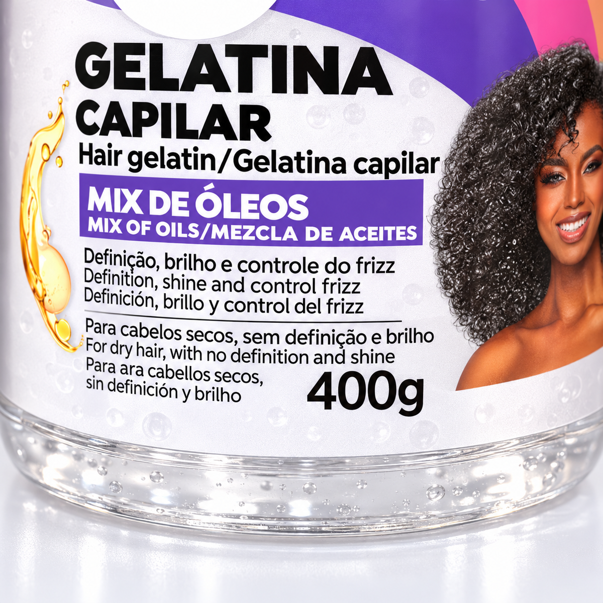 Salon Line SOS Cachos Gelatina Mix Óleos 400g — detalhe do formato