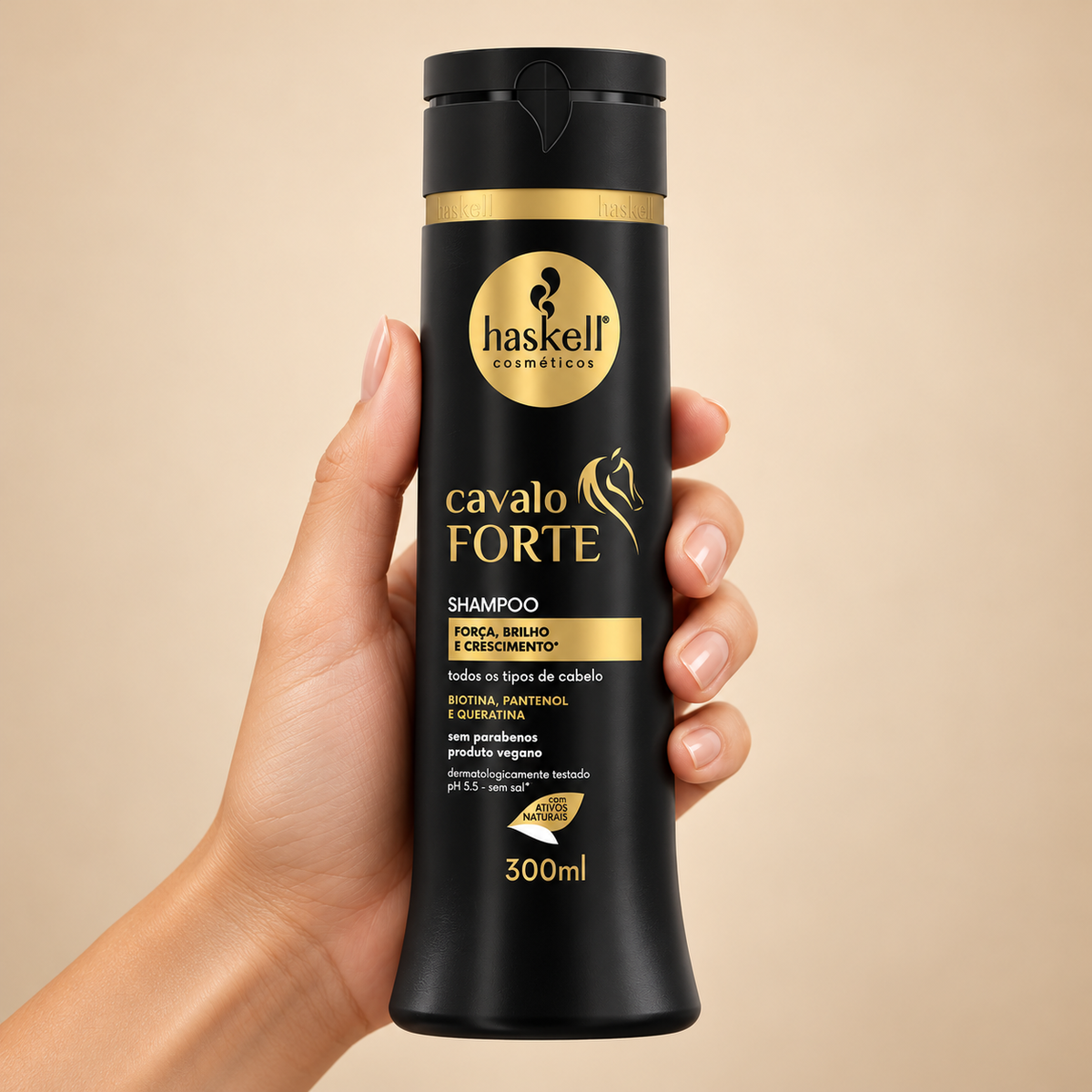 Haskell Shampoo Cavalo Forte 300ml — embalagem na mão