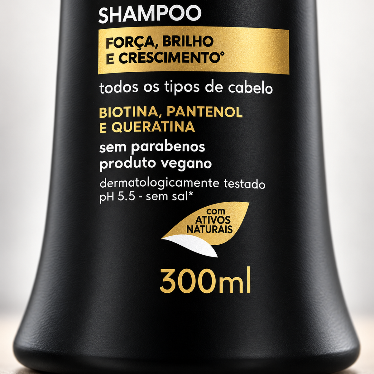 Haskell Shampoo Cavalo Forte 300ml — detalhe do formato