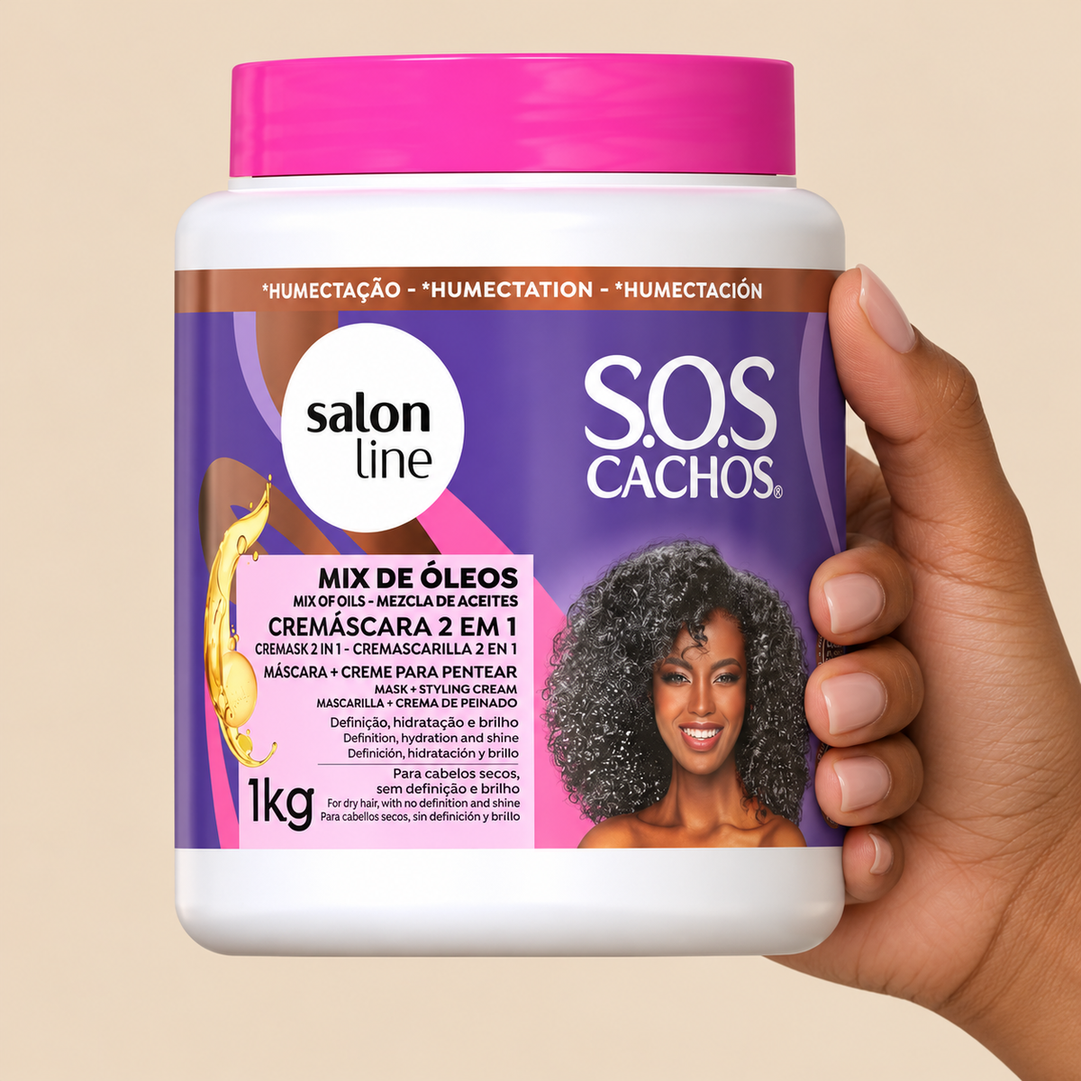 Cremascara SOS 2x1 Mix Oleos Nutritivo 1kg - Salon Line — embalagem na mão