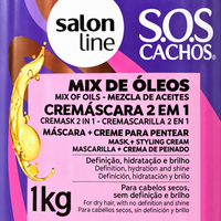 Cremascara SOS 2x1 Mix Oleos Nutritivo 1kg - Salon Line — detalhe do rótulo