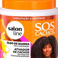 Salon Line SOS Ativador Cachos Óleo Manga 1kg — dettaglio etichetta. Immagine illustrativa generata con IA.