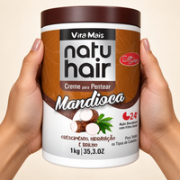 Creme de Pentear de Mandioca 1Kg - Natuhair — dimensioni della confezione. Immagine illustrativa generata con IA.