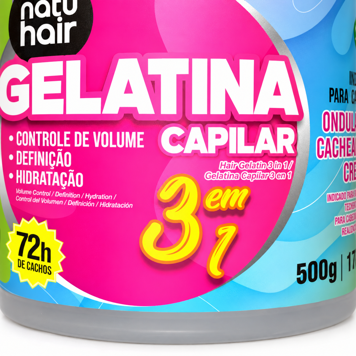 NatuHair Gelatina S.O.S 3 Em 1 500g - NatuHair — dettaglio formato 500 g. Immagine illustrativa generata con IA.