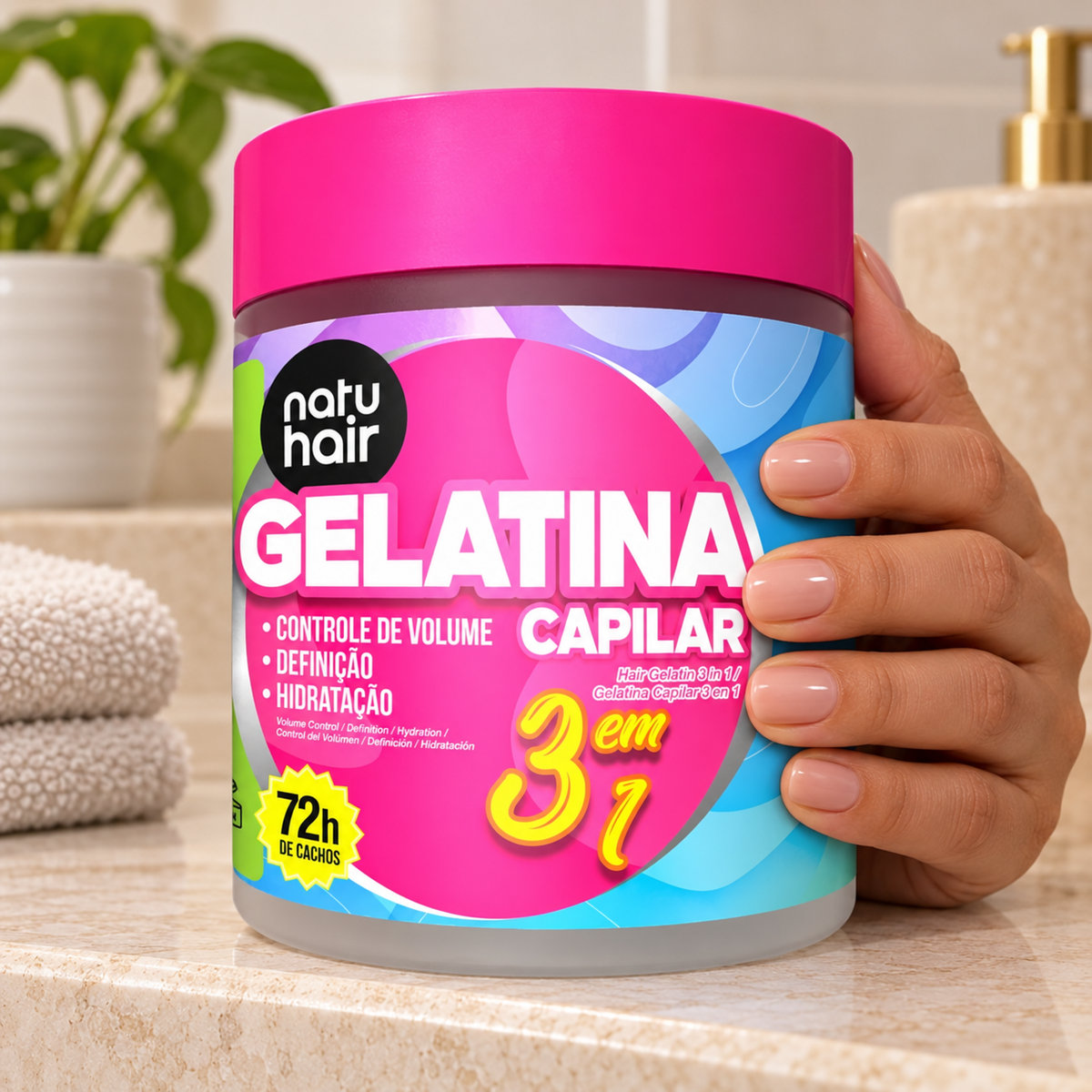 NatuHair Gelatina S.O.S 3 Em 1 500g - NatuHair — vista in ambiente neutro. Immagine illustrativa generata con IA.