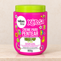Salon Line Xêrosa Vibes POP Creme de Pentear 800g — confezione in ambiente neutro. Immagine illustrativa generata con IA.