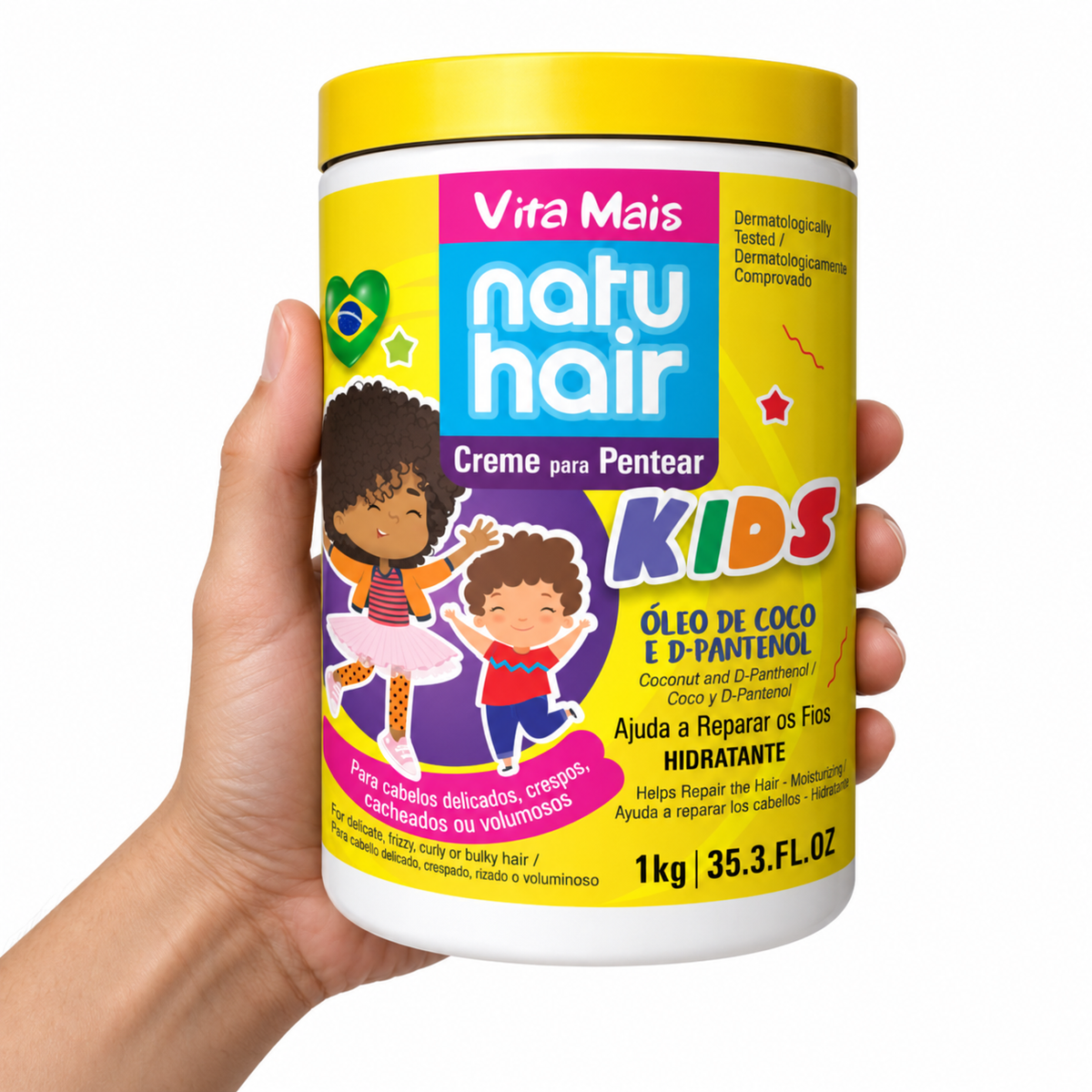 Natuhair Vita Mais Kids Kämmpflege 1 kg – Verpackung in einer Hand