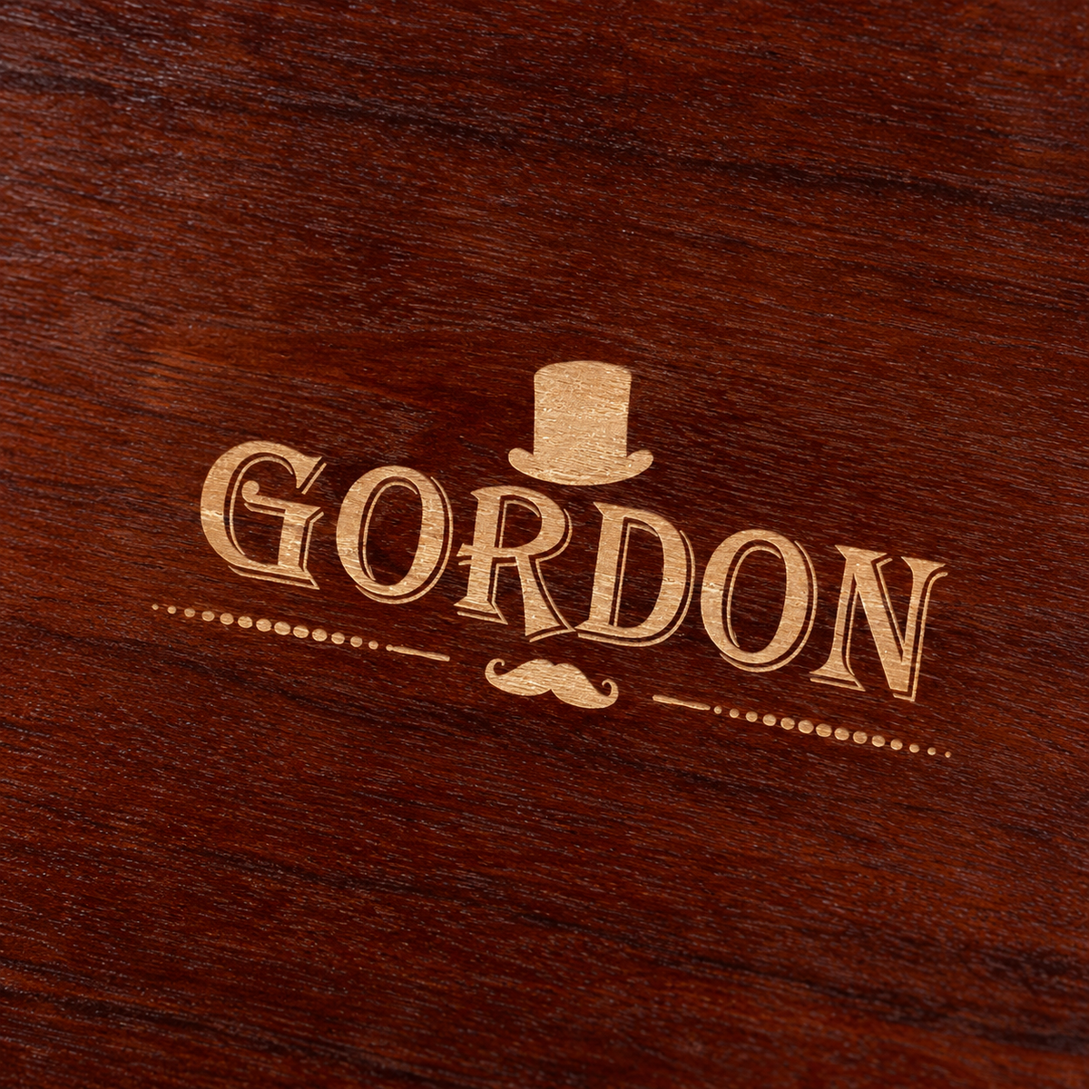 Labor Pro Gordon Handspiegel aus Holz – Detail des Logos