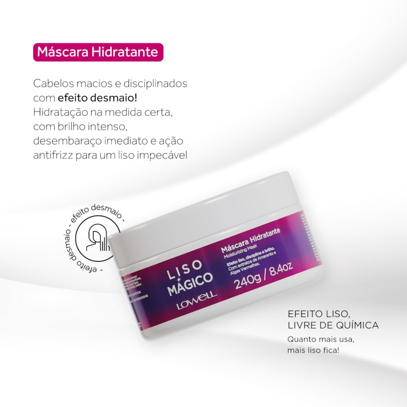 Lowell Liso Mágico Feuchtigkeitsmaske 240g – Offizielle Produktdarstellung