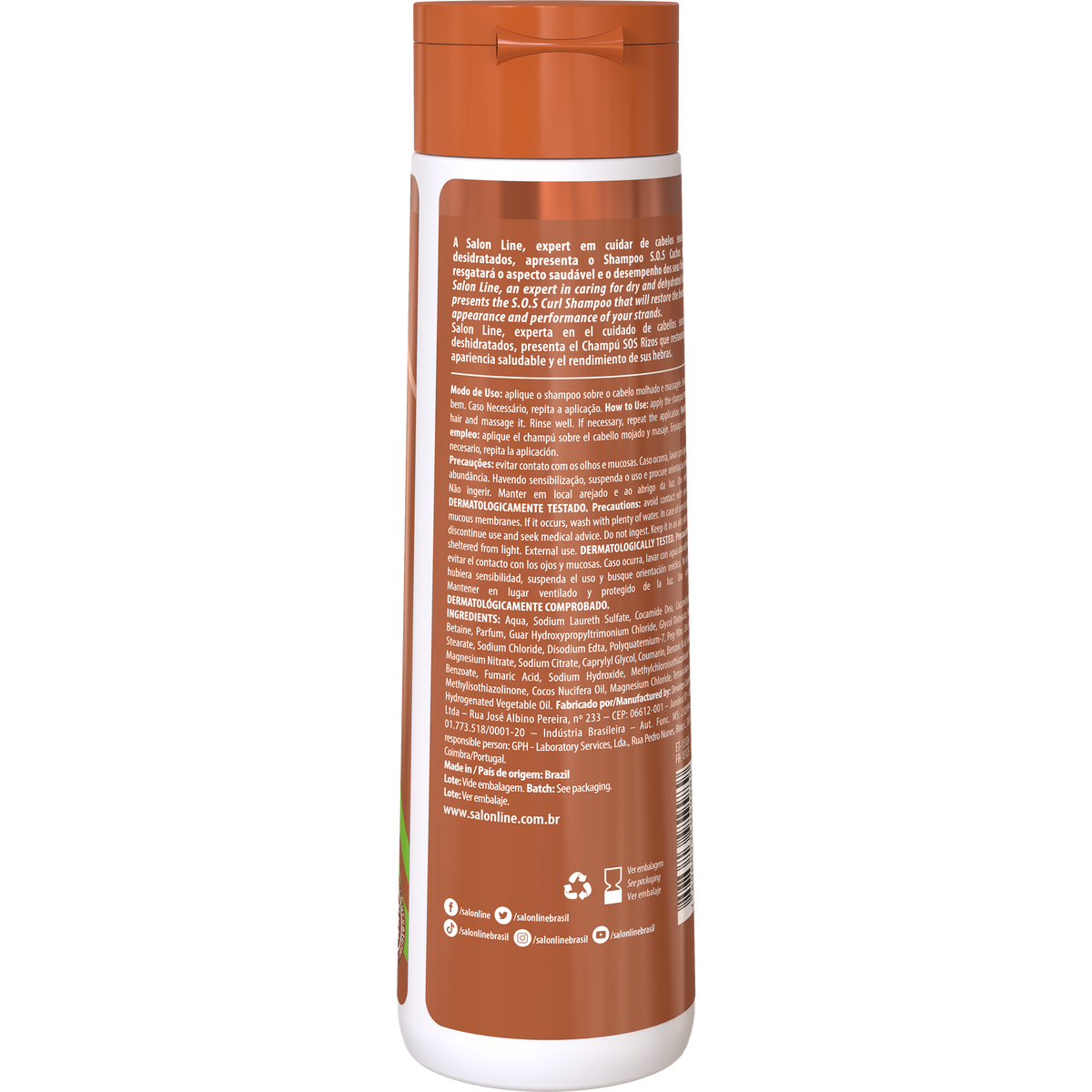 Salon Line SOS Cachos Coco Shampoo 300ml — verso e modo de utilização