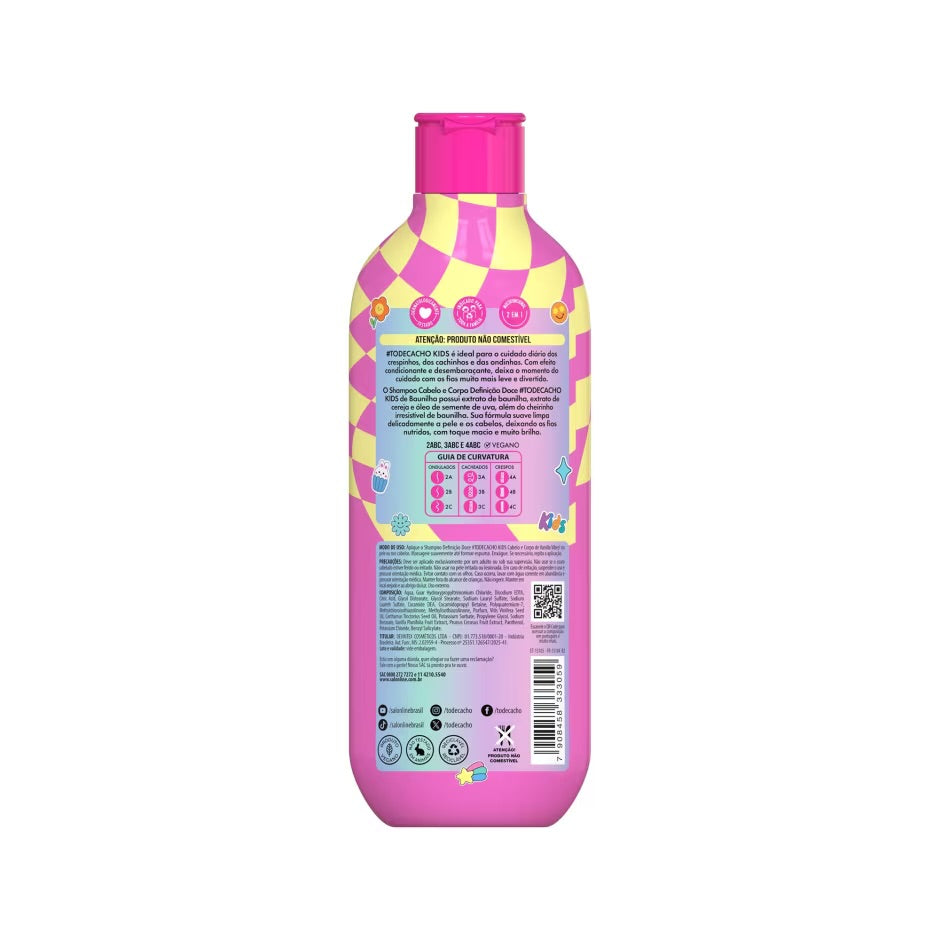 Salon Line Kids Vanilla Vibes Kit 2×300ml — shampoo cabelo e corpo, verso