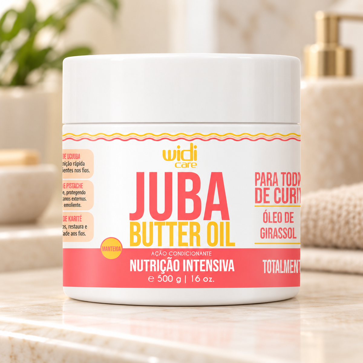 Widi Care Juba Butter Oil Máscara Nutritiva 500g — ambientação ilustrativa