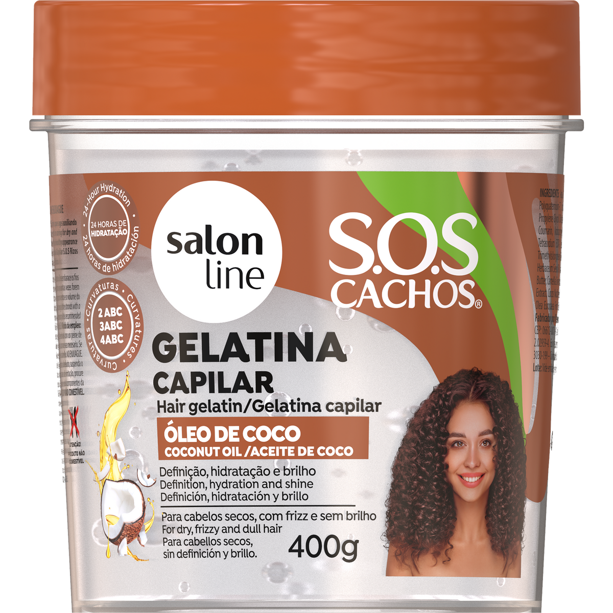 Salon Line S.O.S Cachos Gelatina Óleo de Coco 400 g — frente da embalagem