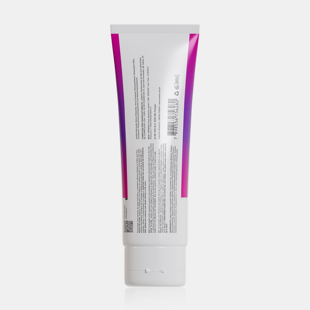 Liso Magico Shampoo 240 ml – Lowell – Rückseite und Anwendungshinweise