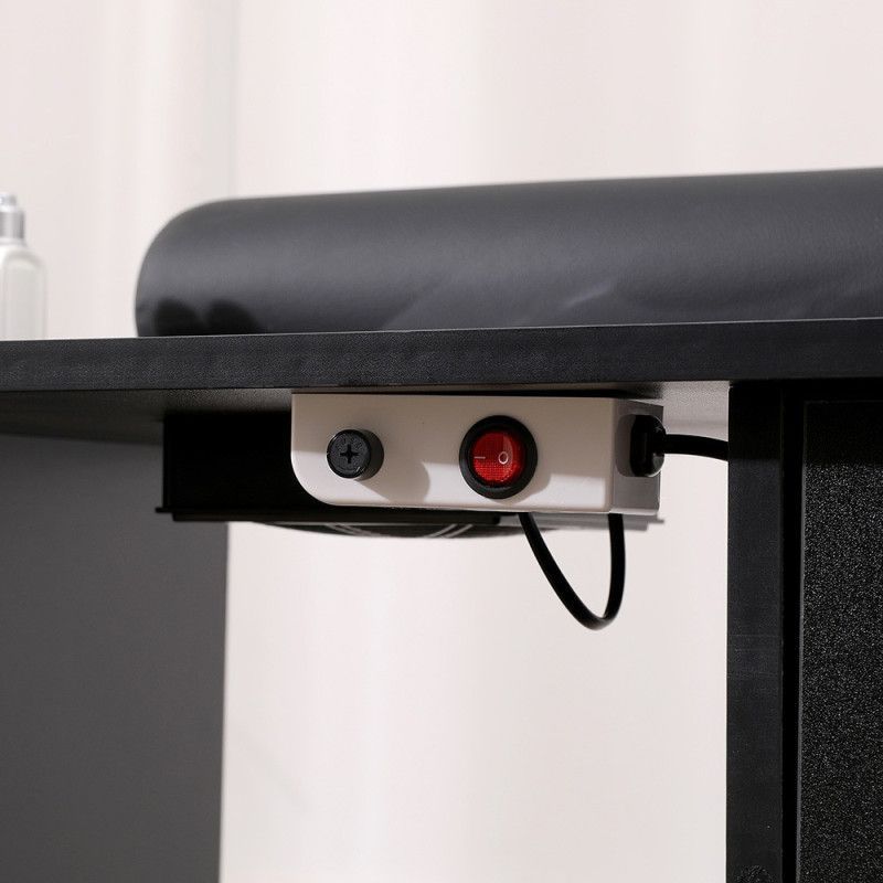 Mesa para Unhas e Manicure com Aspirador de Pó Embutido e Almofada de Apoio (120 cm) – Preto/Prata - Salon Care — detalhe oficial 8