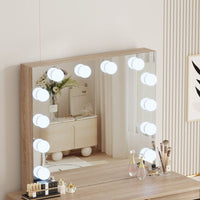 Toucador de Maquilhagem em Cor Madeira com Espelho Hollywood LED - Salon Care — detalhe oficial 7