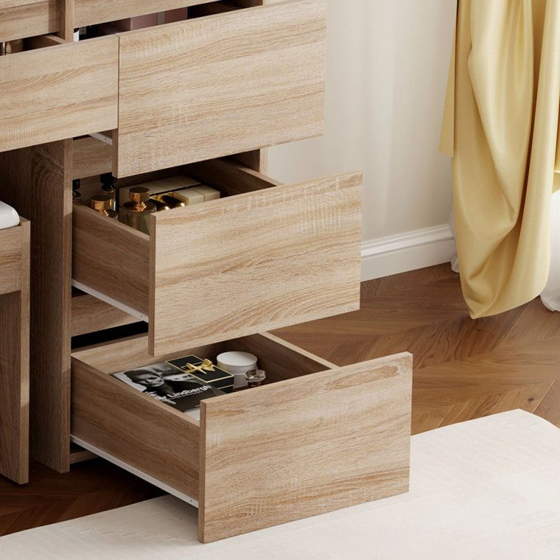 Toucador de Maquilhagem em Cor Madeira com Espelho Hollywood LED - Salon Care — detalhe oficial 8