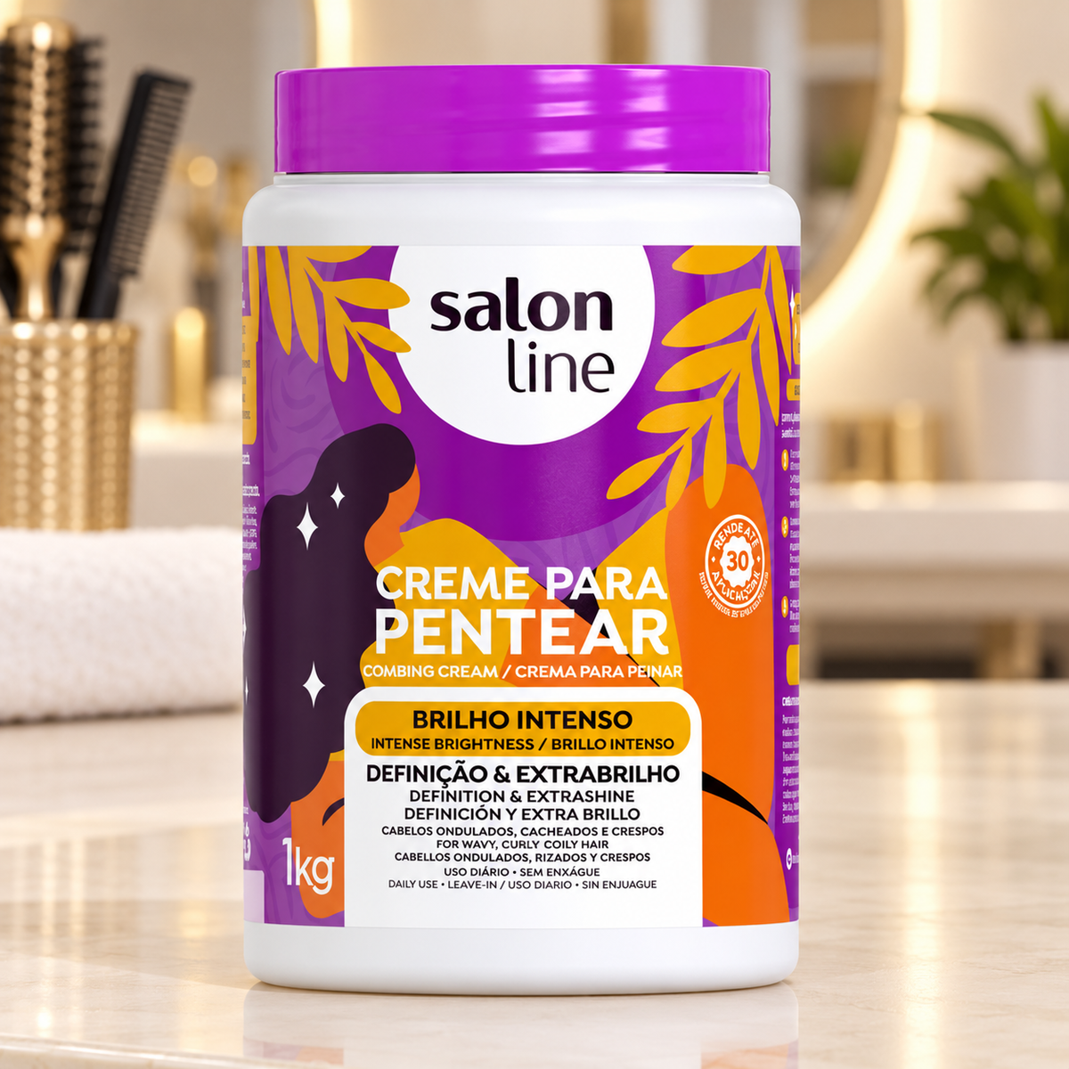 Salon Line Creme Pentear Brilho Intenso 1kg — ambientação ilustrativa