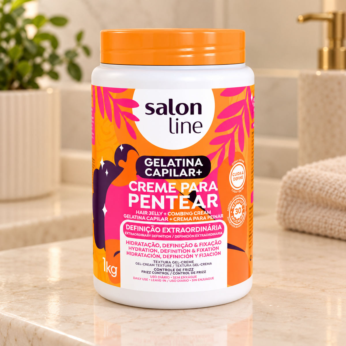 Salon Line SOS Gelatina + Creme de Pentear Definição Extraordinária 1kg — ambientação ilustrativa
