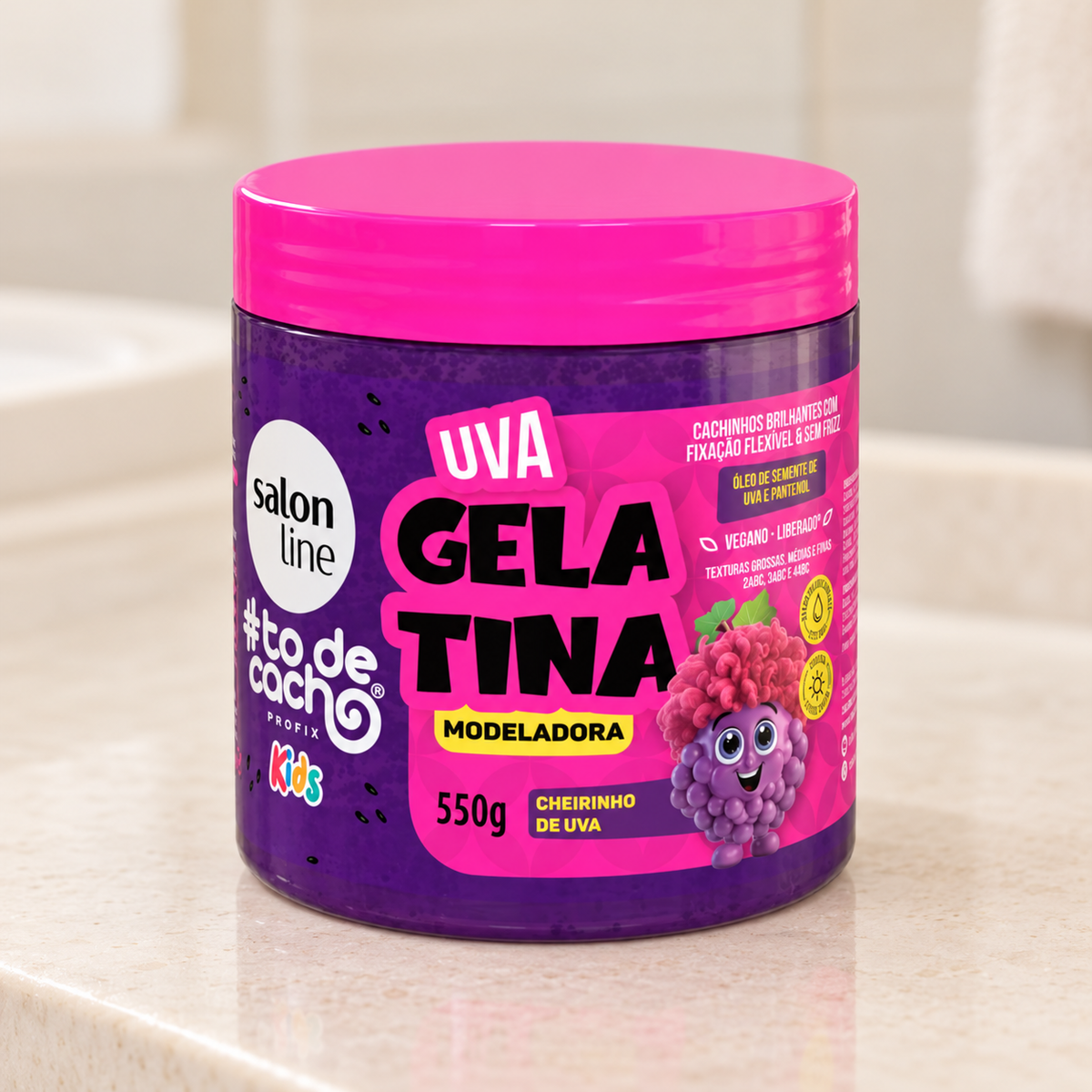 Salon Line #ToDeCacho Gelatina Modeladora Kids Uva 550g — ambientação ilustrativa