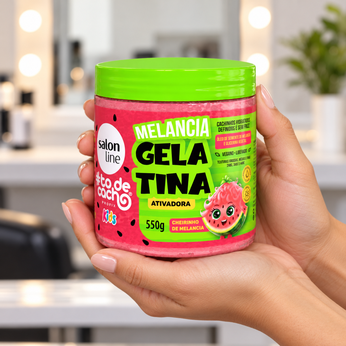 Salon Line Gelatina Ativadora Kids Melancia #ToDeCacho 550g — ambientação ilustrativa