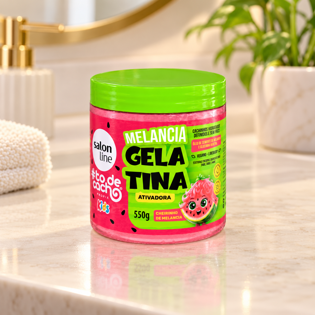 Salon Line Gelatina Ativadora Kids Melancia #ToDeCacho 550g — ambientação ilustrativa